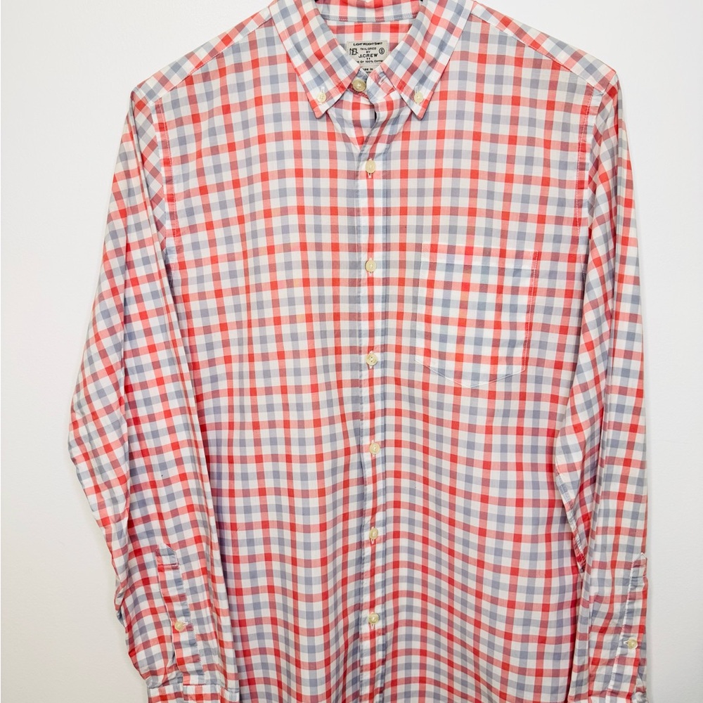 J.Crew Men's Button-Down Shirt Red Blue
White Check Plaid Classic Fit